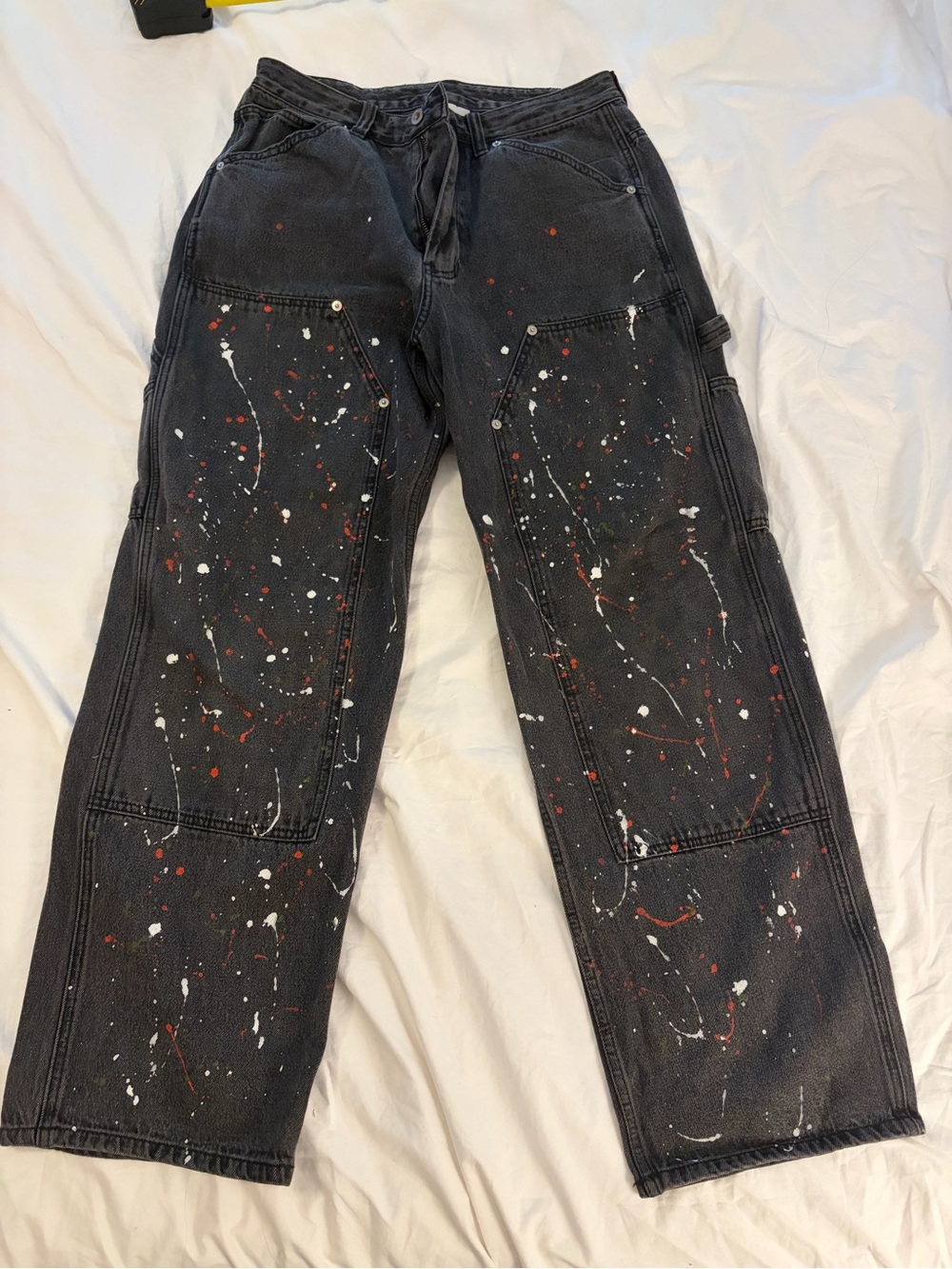 Men's Relaxed Black Paint-Splatter Jeans from thisisneverthat (Korean brand)